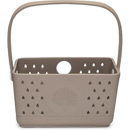 Parker Baby Bath Caddy | BPA Free & Food Grade Shower Caddy Organizer for Toys & Supplies | Quick-Dry, Sturdy & Perfect Size Shower Basket w/ Handle in Neutral Colors