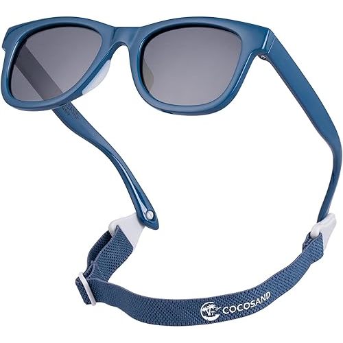 COCOSAND Flexible Baby Sunglasses with Strap Polarized UV Protection for Toddler Infant Newborn Boy Girl Age 0-24 Months