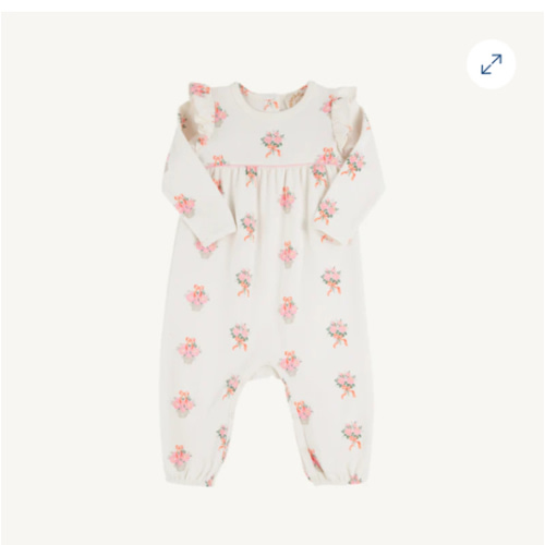 Leigh Ann Angel Sleeve Romper - Nonesuch Stems with Sandpearl Pink