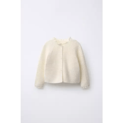 LACE CABLE KNIT CARDIGAN - Ecru | ZARA United States