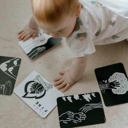 Sign Language Flashcards for Newborn Babies - Black and White Flashcards in American Sign Language