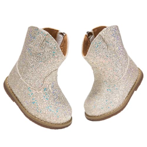 Newsonet Baby Cowboy Cowgirl Boots Infant Western Boots Toddler Boys Girls Round Toe Riding Mid Calf Boots All Seasons for 6 9 12 18 24 Months