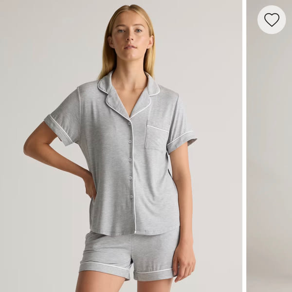 Bamboo Jersey Short Sleeve Pajama Set in Heather Grey