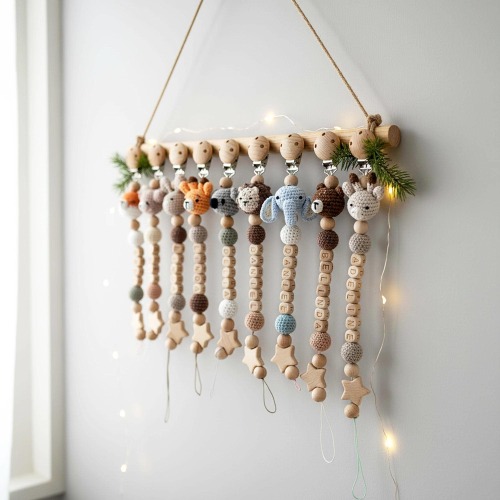 Crochet Animal Pacifier Clip: Personalized Baby Name Dummy Chain