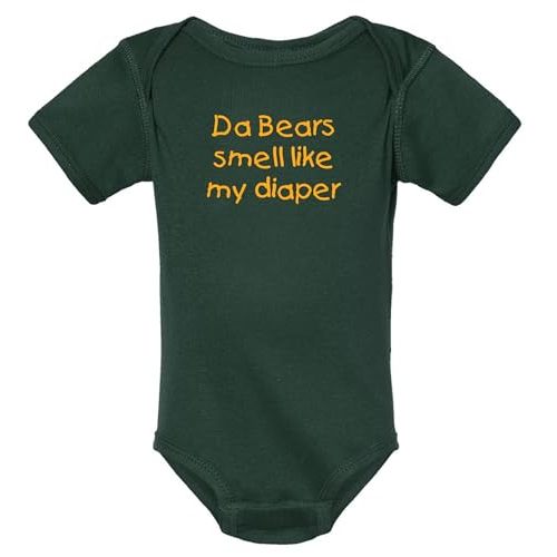Campus Originals Packers the Bears Smell Like My Diaper Funny Parents Gift Fan Baby Bodysuit
