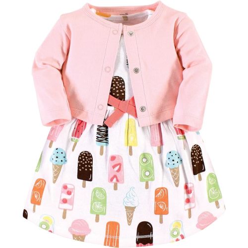 Touched by Nature Baby Girl Organic Cotton Dress and Cardigan - Popsicle