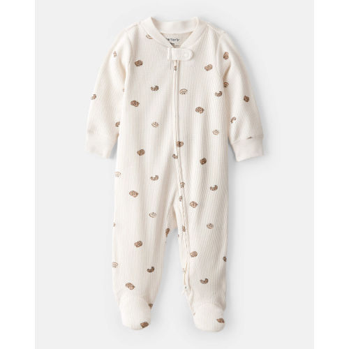Pastry Print Cotton Long-Sleeve Snug Fit Sleep & Play Pajamas (3M) - Cream