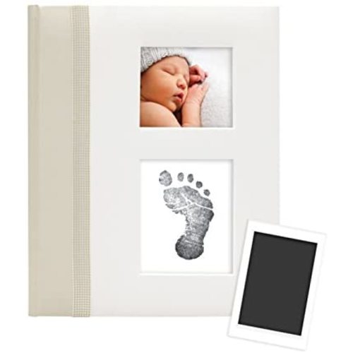 Pearhead First 5 Years Baby Memory Book with Clean-Touch Baby Safe Ink Pad to Make Baby’s Hand or Footprint Included, Ivory Classic