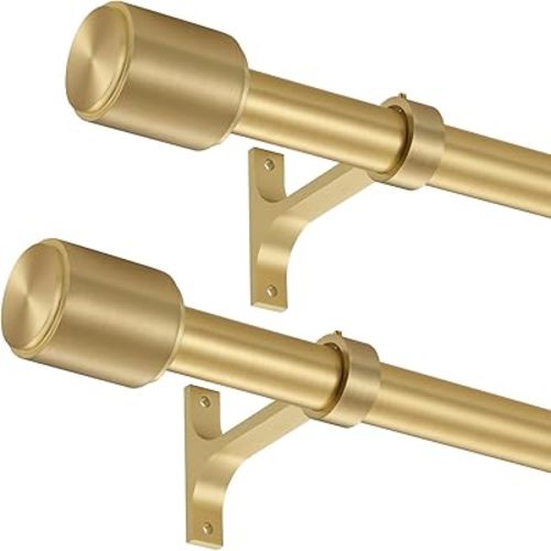 1” Adjustable Brass Curtain Rods for Window 36”+