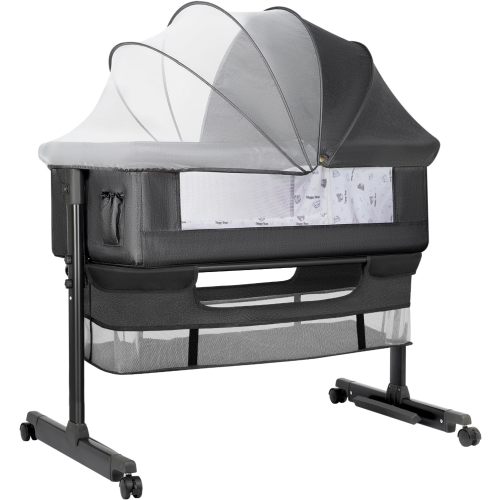 YADAQE Baby Bassinet Bedside Sleeper (Dark Gray)
