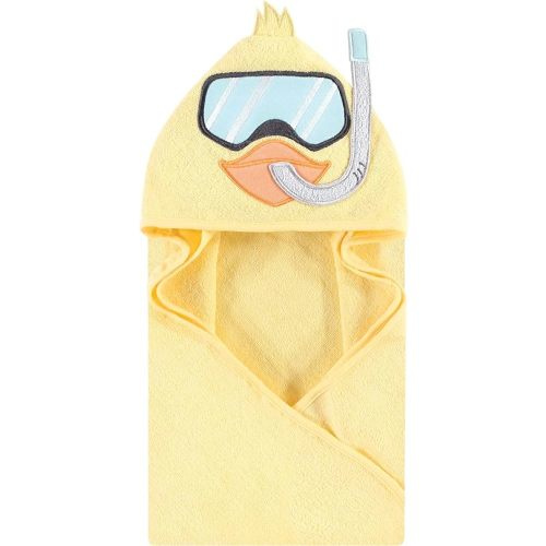 Hudson Baby Unisex Baby Cotton Animal Face Hooded Towel, Scuba Duck, One Size