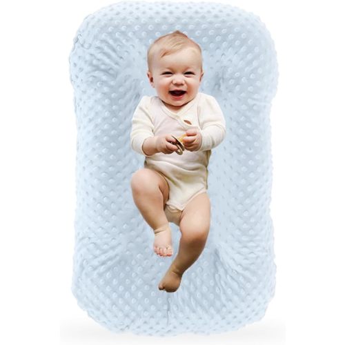 Baby Lounger Play Mat,Baby Lounger for Newborn Tummy Time for Babies in Bed,0° Angle Newborn Loungers Babies Nest for Boys & Girls 0-12 Months(Pink)