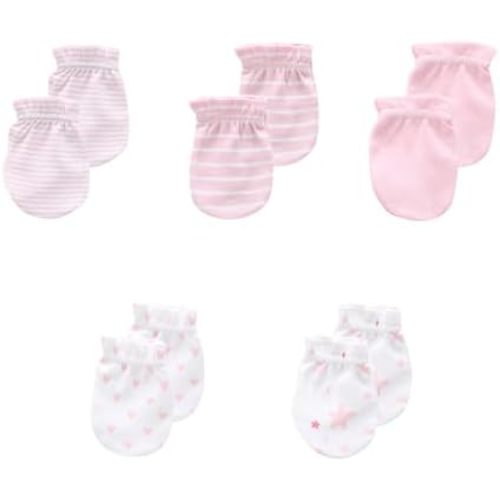 5 Pack Unisex New Born Boy Girls No Scratch Mittens Cotton Soft Baby Gloves Accessory 0-3 Months Baby Essentials