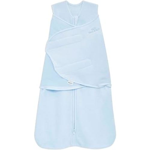 HALO Micro-Fleece Sleepsack Swaddle, 3-Way Adjustable Wearable Blanket, TOG 3.0, Baby Blue, Newborn, 0-3 Months