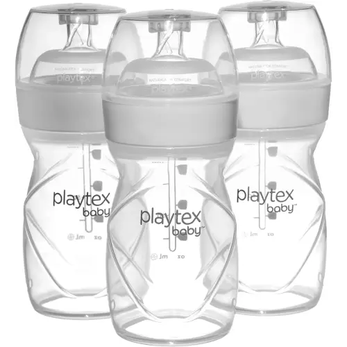 Playtex Baby Anti-Colic Nurser Bottles with Pre-Sterilized Disposable Drop-Ins Liners, 4 Oz Bottles (3 Count), Includes Slow Flow Nipples for Newborn and Breastfeeding Babies, Feeding Essentials
