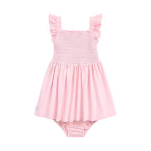 Baby Girls Smocked Cotton Jersey Dress & Bloomer