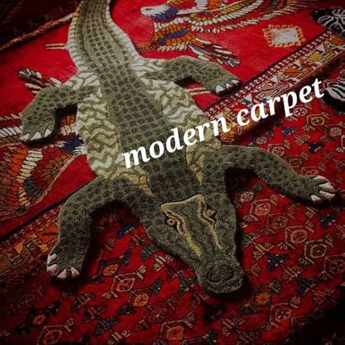 Crocodile Rugs 2x4 Ft Wool Skin 100% Area Rugs Woolen Rugs Handmade Tufted for Room Bedroom Bathroom by Modern Carpet (3x6 Feet)