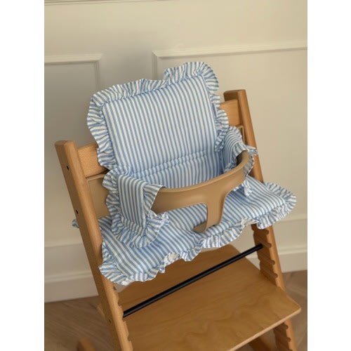 Harbour Blue Stripe Ruffle Cushion For Stokke Tripp Trap