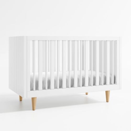 Finn White Wood Convertible Baby Crib