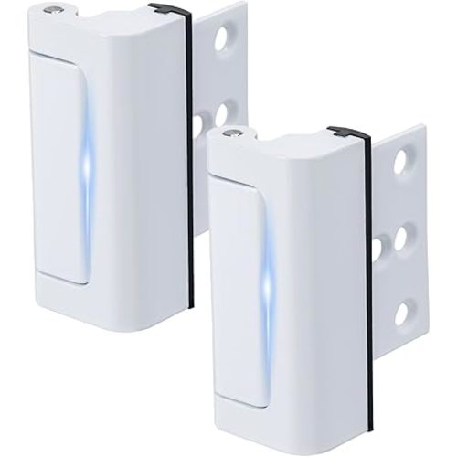 2 Pack Home Security Door Lock,Childproof Door Reinforcement Lock,with 3" Stop Withstand 800 lbs,for Inward Swing Doors,Night Kids Safety Metal Flip Lock Deadbolt Latch (White)