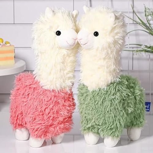 Chalyna 2 Pcs Llama Stuffed Animal 10 Inch Soft Plush Toy Set,Green, Pink
