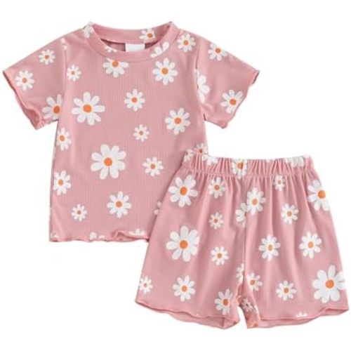Toddler Baby Girl Outfit Newborn Girl Summer Clothes Short Sleeve T Shirt Checkerboard Top Set Elastic Waist Shorts