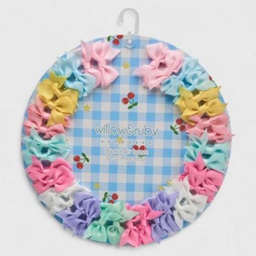 Willow & Ruby Baby Hair Bows 36-Pack Ribbon Hair Clips for Newborns & Infants (0-12 Months)- Assorted Colors, Non-Slip Alligator Clips, Pastel Picnic