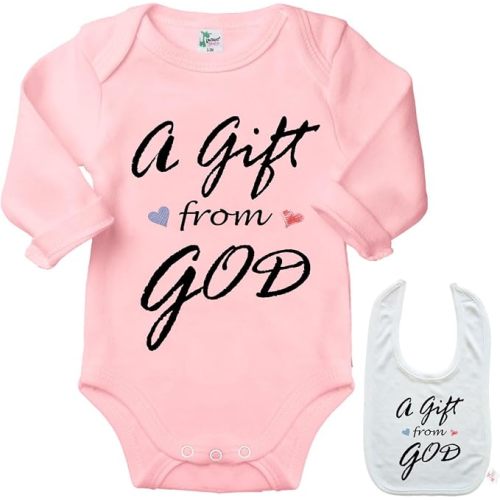 Glft from God- Cute miracle newborn Baby T Bodysuit infant Outfit Onesie & Bib