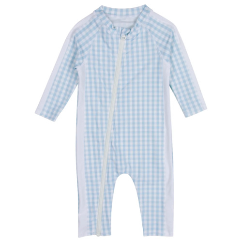 Sunsuit - Long Sleeve Romper Swimsuit | "Blue Gingham"