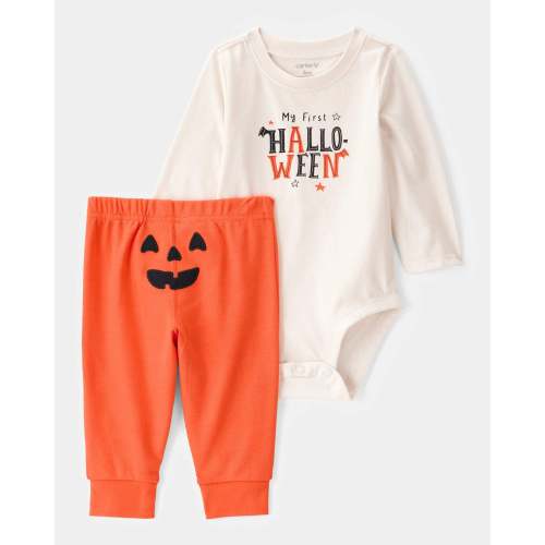 Baby 2-Piece My First Halloween Long-Sleeve Bodysuit Pant Set - Ivory/Orange - Carter's | Carter's
