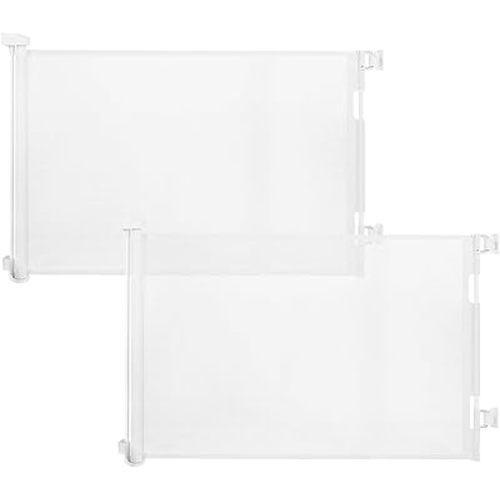 2 Pack Retractable Baby Gate,Mesh Baby Gate or Mesh Dog Gate,33" Tall,Extends up to 55" Wide,Child Safety Gate for Doorways, Stairs, Hallways, Indoor/Outdoor(White,33"x55"
