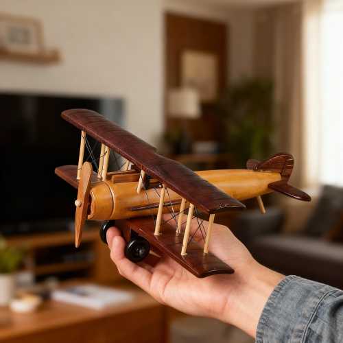 Handmade Wooden Vintage Airplane Model – Meaningful Father’s Day Decor Gift