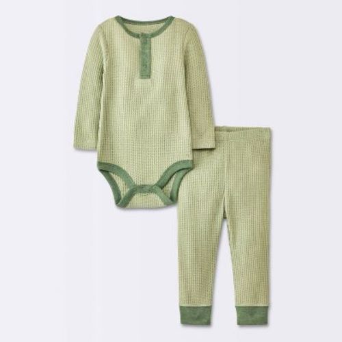 Baby Boys' 2pc Waffle Bodysuit & Pants Set - Cloud Island™, Color: Green, Size: 0-3M
