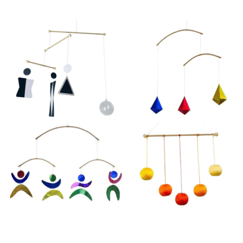 Set of 4 portable montessori - Munari, Gobbi, Octahedron, Dancers. Montessori mobile, Baby mobile, Hanging mobile baby boy and girl