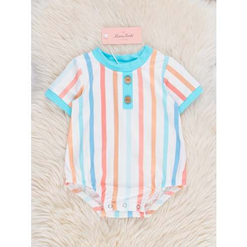 Vintage Summer Stripes Henley Bubble