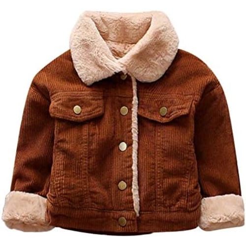 Baby Boys Corduroy Jacket Fleece Winter Coat Sherpa Lined Lapel Button Down Jacket Western Cowboy Jacket Crop Tops
