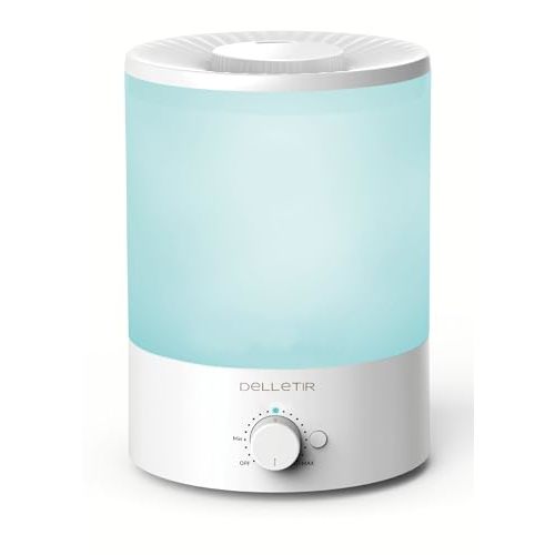 Delletir Cool Mist Humidifiers for Babies, Bedroom, Nursery, Home and Office | Super Quiet Ultrasonic Vaporizer, Large Top-Refill 3.5L, Essential Oil Diffuser, Auto Off, Easy Clean