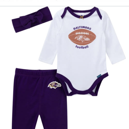 3-Piece Baby Girls Baltimore Ravens Bodysuit, Pants & Headband Set – Gerber Childrenswear