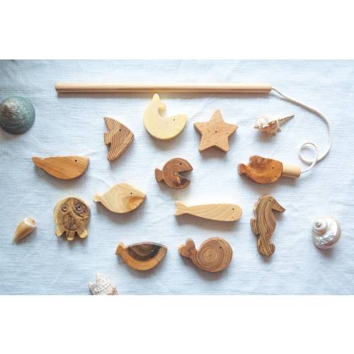 Pretend play Fishing toy set Wooden toddler toy Handmade Montessori education toys Organic toy Baby toy 3 year old Ukrainian seller #112