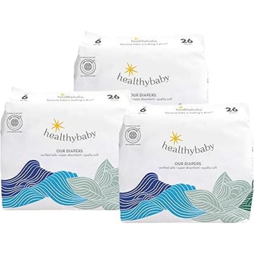 Our Diapers | EWG Verified Safe & Plant-Based Diapers | Leak Protection | Soft Organic Cotton Shell | Chlorine-Free Diaper for Sensitive Skin | Size 6 (27-35 lbs) 78 Count