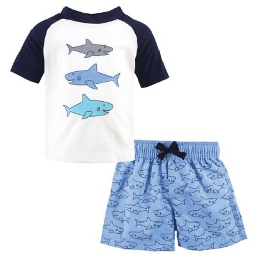 Hudson Baby Infant Boy Swim Rashguard Set, Sharks, Size: 3-6 months