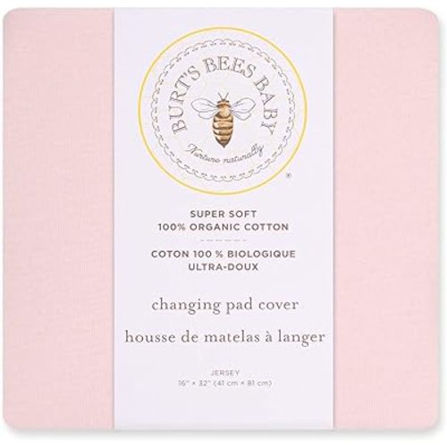 Burt's Bees Baby Unisex Baby Gift Set - Crib Sheet, Changing Pad Cover & Burp Cloths, 100% Organic Cotton Essentials Bundle