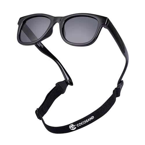 COCOSAND Flexible Baby Sunglasses with Strap Polarized UV Protection for Toddler Infant Newborn Boy Girl Age 0-24 Months