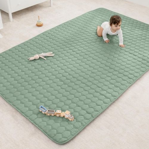Premium Play Mat - Soft And Comfortable Kids & Toddler Play Mat With Non-slip Bottom By Comfy Cubs - Sage, Square, 56x56