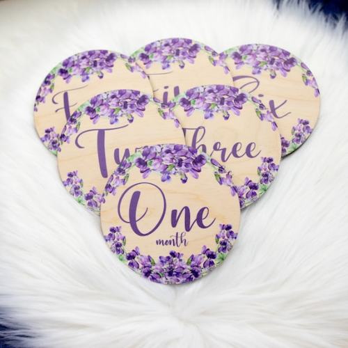 Violets Milestone Cards, Baby Milestone Violet Flowers Marker, Wood Milestone Card, Baby Milestones, Photo Prop, Violets Nursery F72 - Etsy