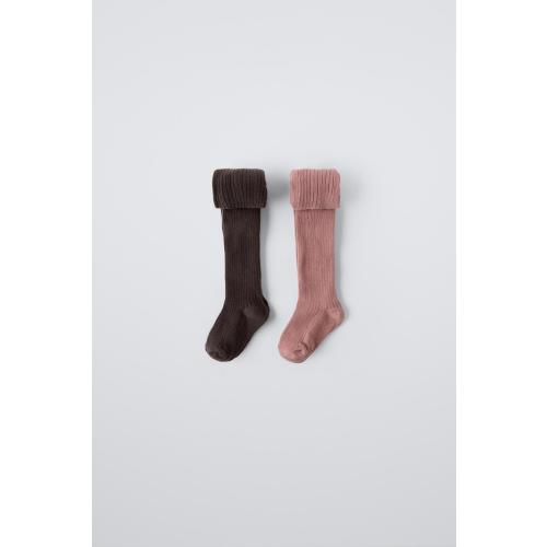 TWO-PACK BOX OF RIBBED TIGHTS - Pink | ZARA United States