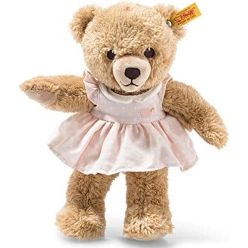 Steiff Sleep Well Teddy Bear Plush Toy in Pink Pajamas, 9”, Light Brown, Machine Washable (239526)