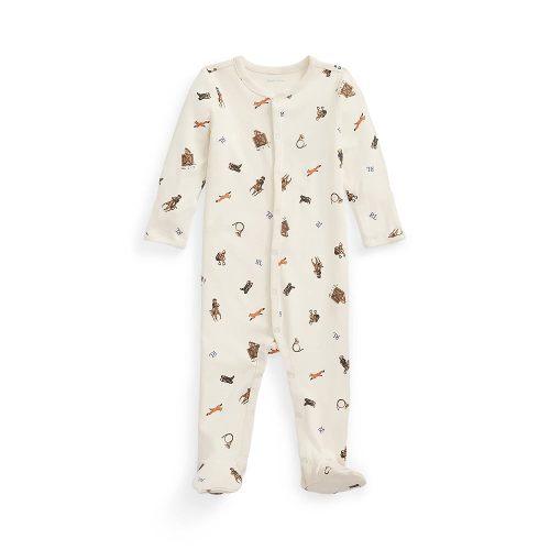 POLO RALPH LAUREN Baby Boy Polo Bear Cotton Footed Coverall (Multi(628837-1001)/B, 3 Months)