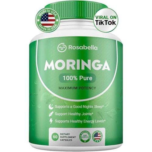 Moringa Powder Capsules - Pure Nutrient-Rich Moringa Powder - A Natural Green Antioxidant Superfood - Supports Energy, Skin Health, Gut Health+ - w/Essential Vitamins & Amino Acids A1