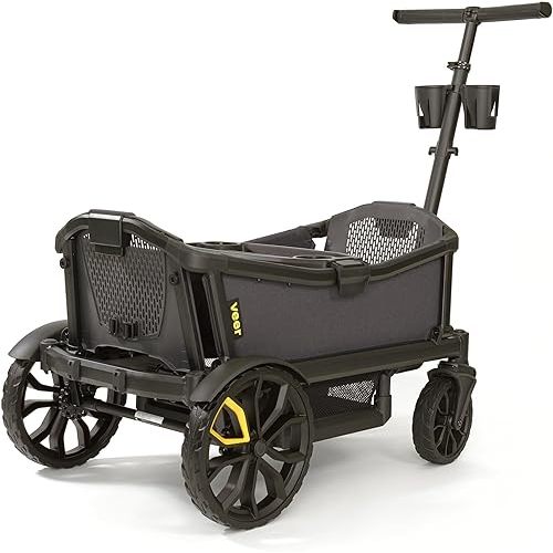 Veer All-Terrain Cruiser | Premium Off-Road Wagon Stroller for Babies, Toddlers, and Kids | Push/Pull/Push-Along Steering for Uneven Terrain | JPMA Certified | Lightweight and Collapsible | 2 Seats